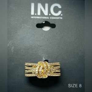 INC International Concepts Pave Knotted Multi-Row Band Ring